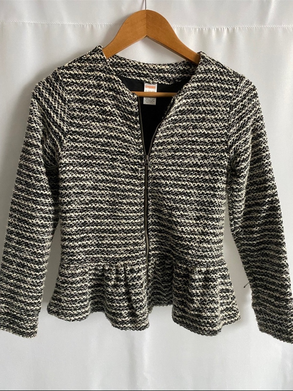 LN 10-12 Gymboree Posh & Playful Black and White peplum jacket
